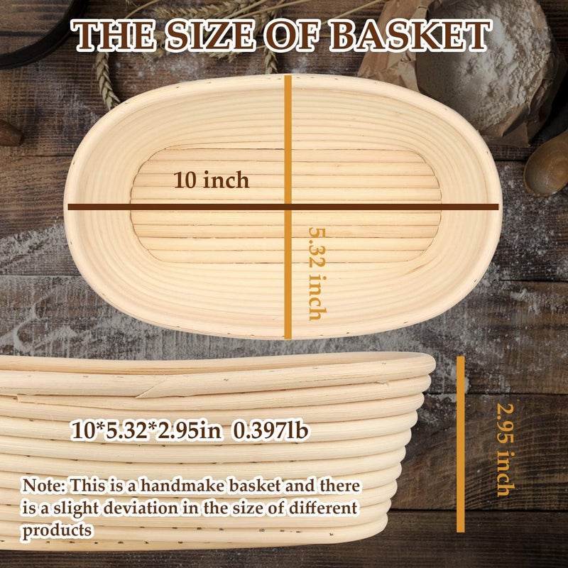 Sondiko Oval Bread Proofing Basket, Handmade Sourdough Bread Baking Supplies, Banneton Bread Proofing Basket Brotform with Proofing Cloth Liner for Sourdough Bread, Baking - Image 2